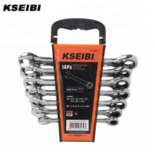 14pcs Ring & Open End Ratchet Spanner Wrench Set With Ring Ratchet Combination Gear Spanner Set for Repair